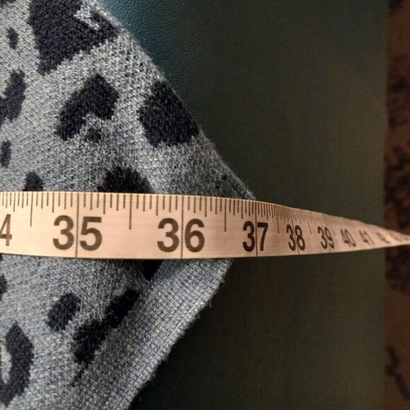 Talbots Womens M/L Leopard Print Blue Poncho Soft Comfy Fun Unique Cottagecore - Picture 3 of 6